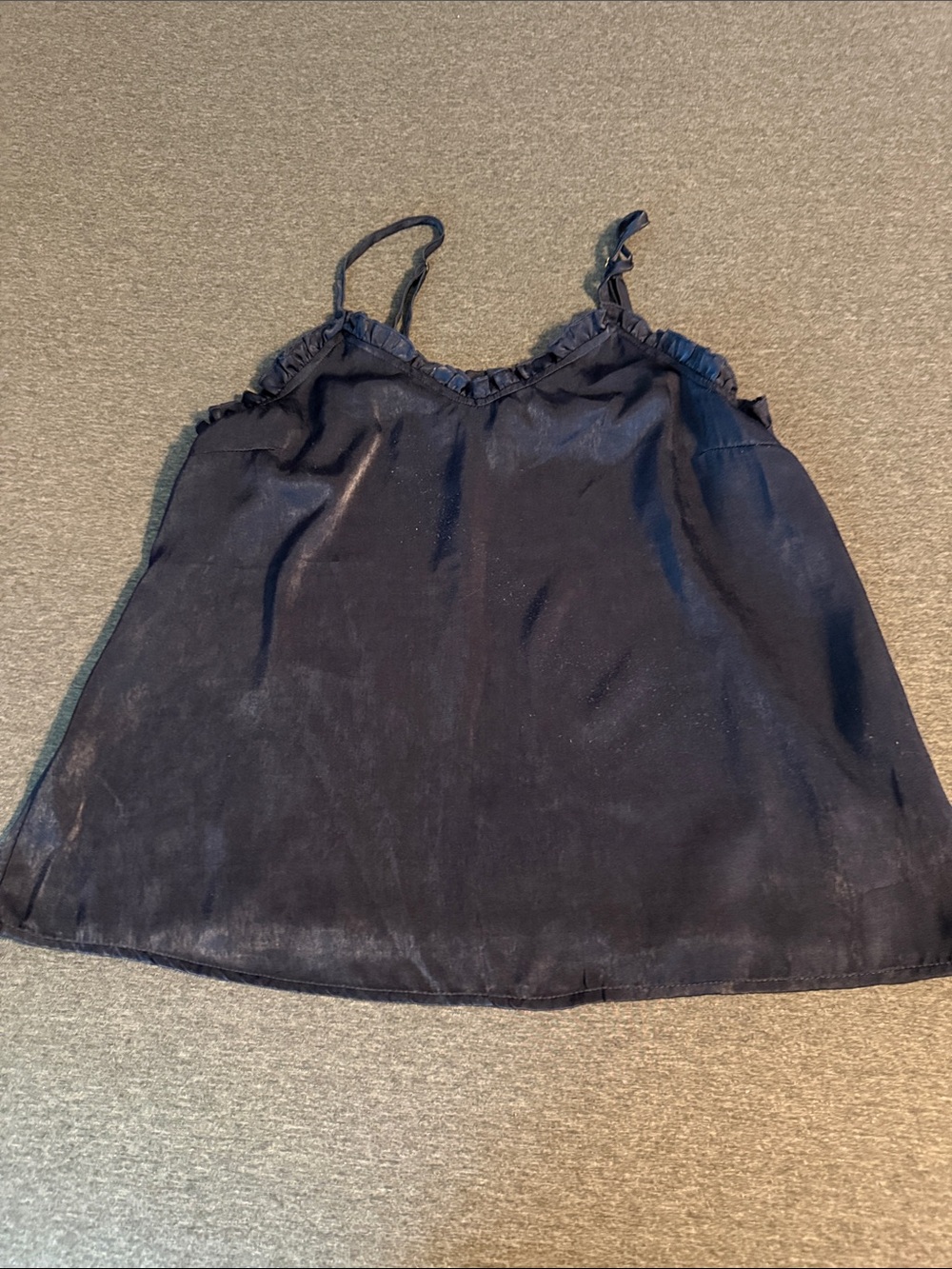 Hayden Midnight Blue Satin Ruffle-Trim Camisole